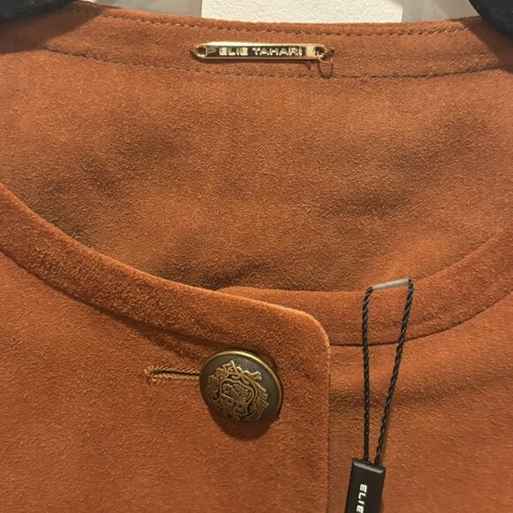 Elie Tahari Suede Military Jacket Amber Color Women's Size S NEW - Picture 7 of 12